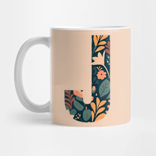 Whimsical Floral Letter J Mug